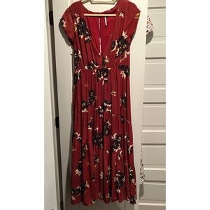 Free people button back maxi dress with fixed tie